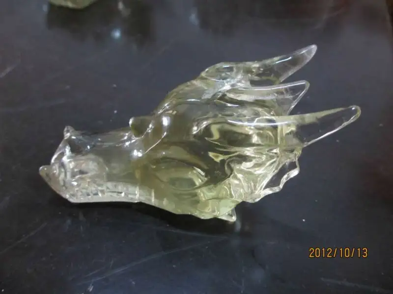 Natural citrine crystal stone carved dragon head skull/ crystal dragon head skull carving for healing