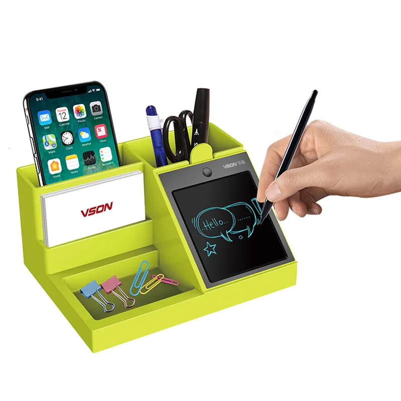 Organizador de mesa de escritório › novo estilo, recipiente para caneta com lcd para escrita tablet, organizador de mesa