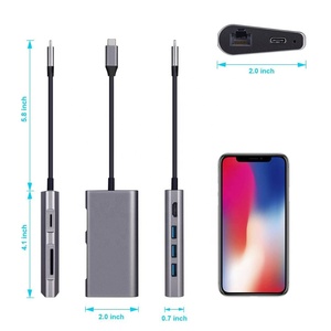 Hub USB C 8 in 1 con HD-MI 4K + Gigabit Ethernet + USB 3.0 + USB-C + porta scheda SD/TF Hub multifunzione - Product Image 4