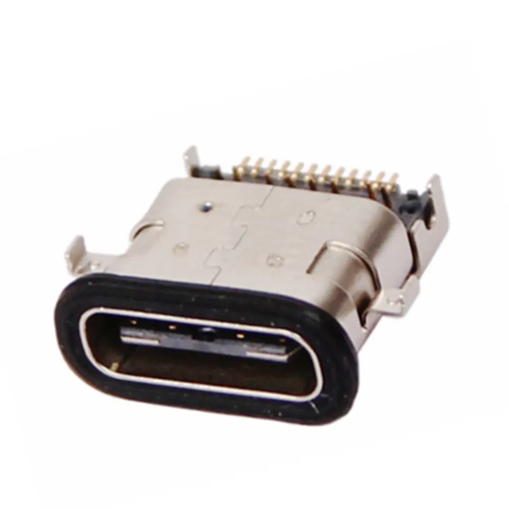 Conector USB tipo C hembra, resistente al agua, 24 pines