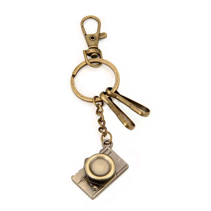 Porte-clés rétro Bronze en métal, Mini caméra, appareil photo multi-, personnalisé, vente en gros, tendance