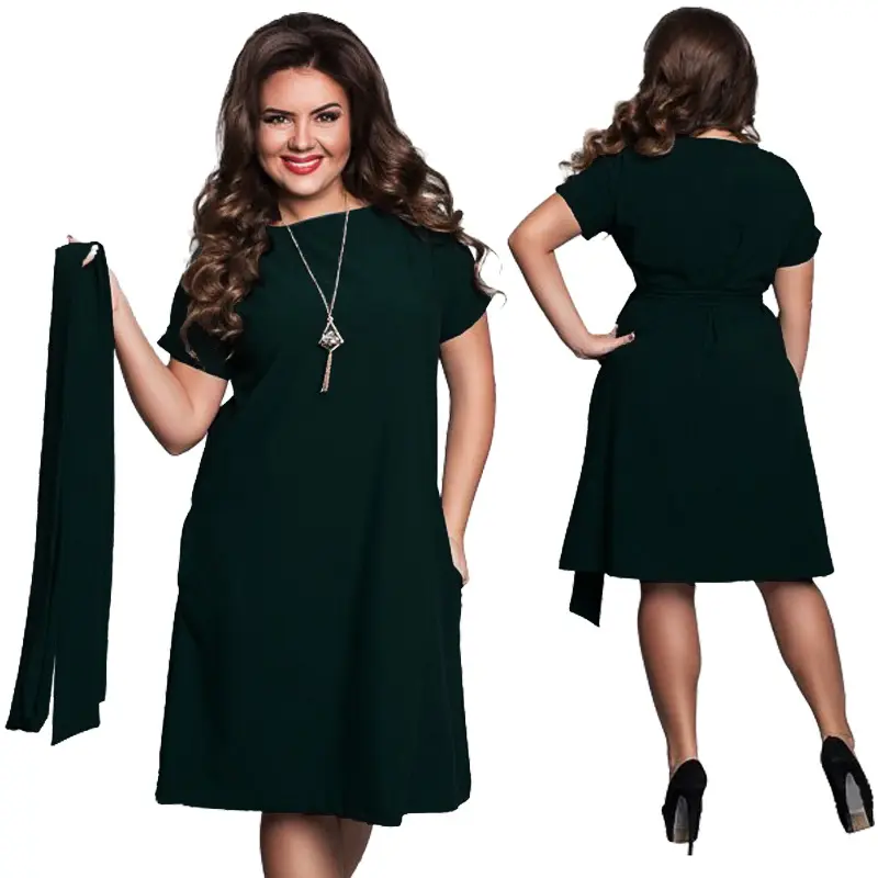 Aliexpress design novo come vestidos de tamanho grande, para mulheres gordas manga curta cinto solto 6xl tamanho grande