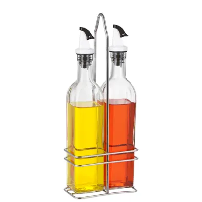 Juego de botellas cuadradas de vidrio para aceite y vinagre, 2 unidades, 500 ML