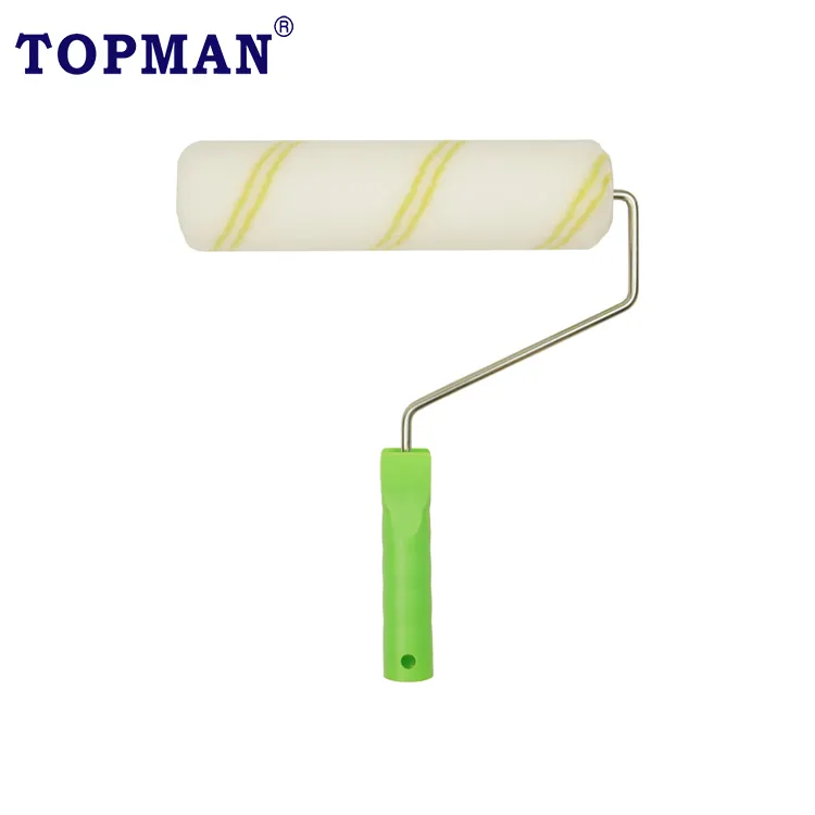 TOPMAN 230mm patterned paint roller brush with yellow and white sleeve brushes to paint wall