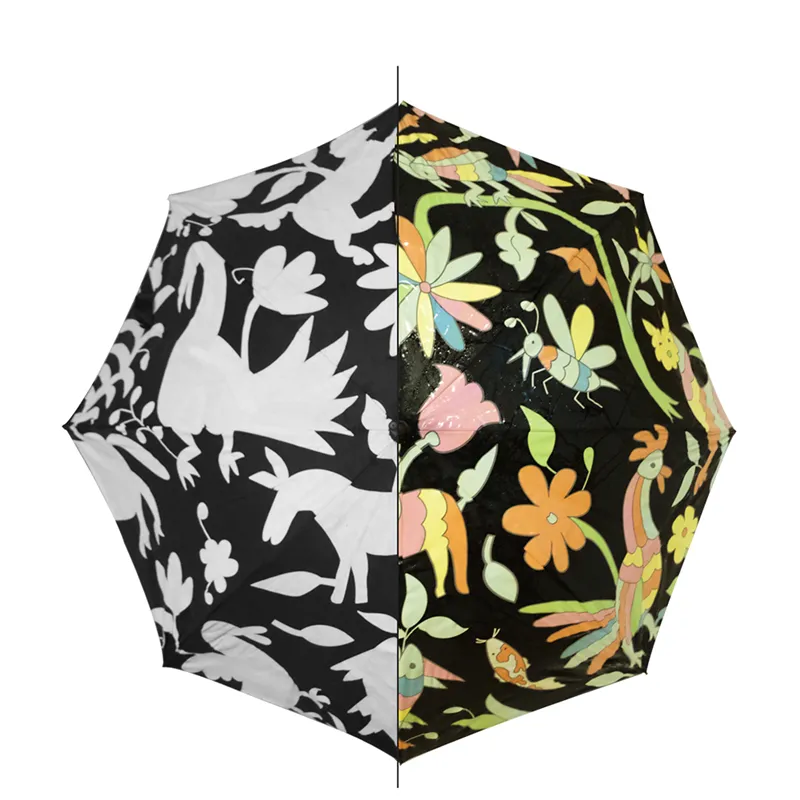 Phát minh mới sản phẩm độc đáo 23 inch sợi thủy tinh stick umbrella thay đổi màu sắc khi ướt