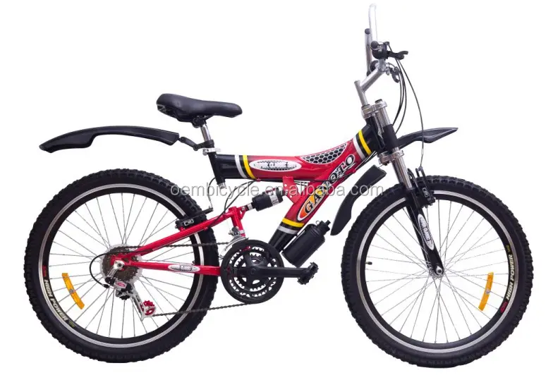 2015 venta caliente bicicletas de montana 24 Inch 21 speed full suspension Hi-zehn Steel Frame Mountain Bike