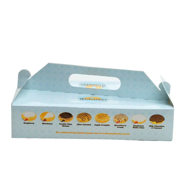 paper donut box with handle, potable donut box, paper cake box