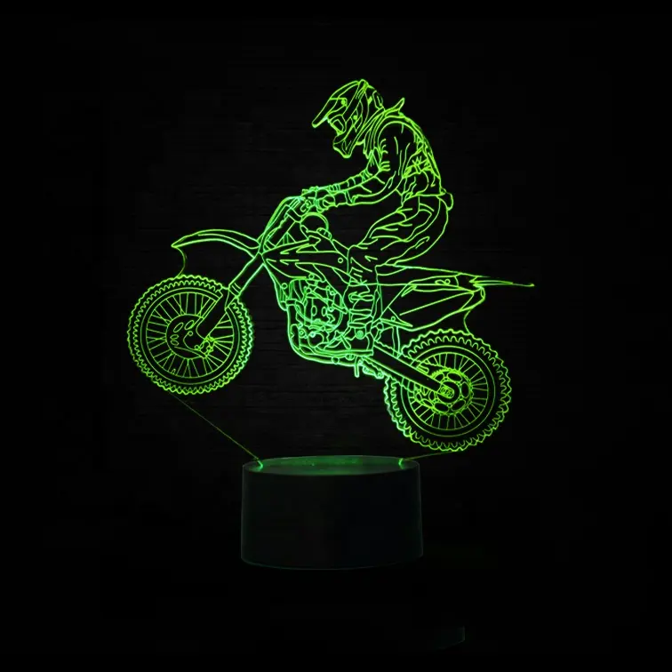 3D HA CONDOTTO LA Lampada 3D Motocross Bike Luci di Notte Della Novità 3D Lampada Da Tavolo USB 7 Colori di Tocco del Sensore Lampada Da Tavolo Come premi Regali di festa