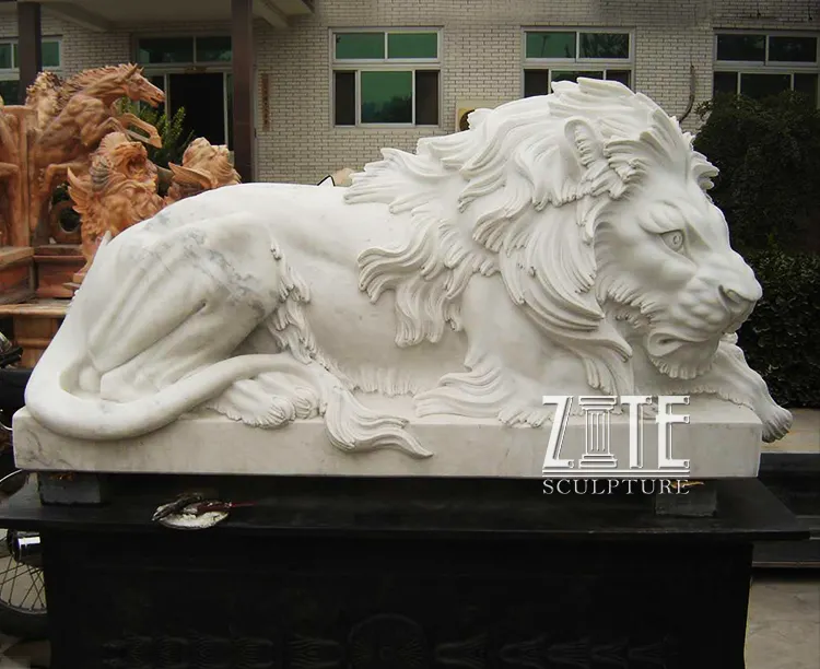 Tamanho de vida venda quente pedra estátua de animal leão de mármore escultura para venda