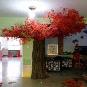 Hotel Home Office Decoration Real Touch Artificial <strong>Red</strong> Maple Tree With Real Wood <strong>Trunk</strong> and Silk <strong>Red</strong> Leaves - Product Image 2