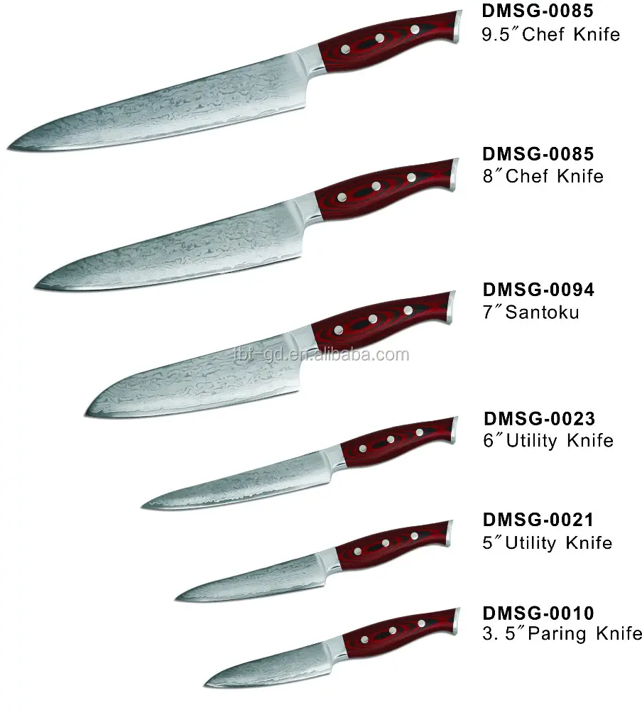 Японский VG-10 67 слоев Дамасская сталь 5 шт. черный набор столовых приборов набор ножей с красным G10 ручка