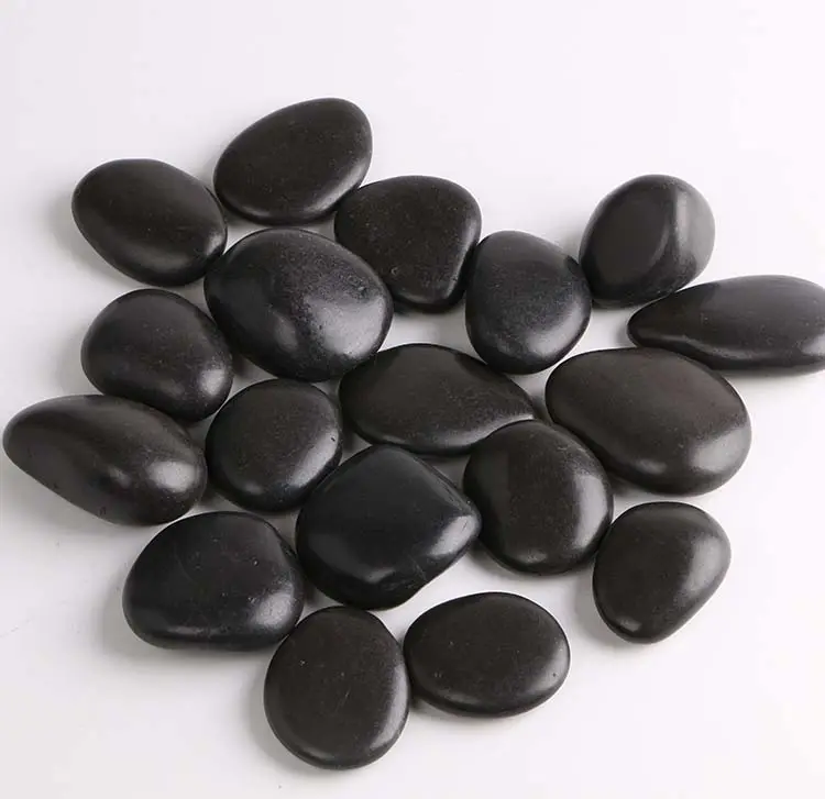 garden decoration polished black river pebble stone