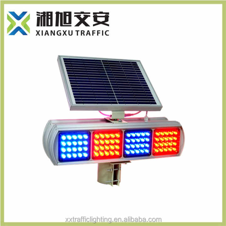User-defined Solar LED Warning Traffic Light with Blue Red Color