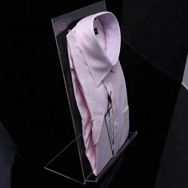 Suporte transparente de acrílico para camisas, suporte de visão para camisas, exibição de roupas