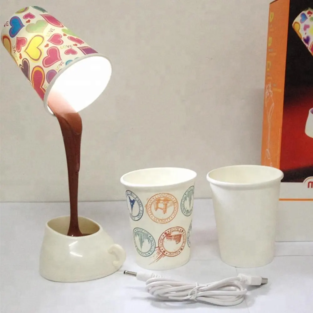 UCHOME Creativo FAI DA TE Tazza di Caffè Paralume LED Giù Lampada di Notte Per La Casa Batteria USB Lampada Da Tavolo