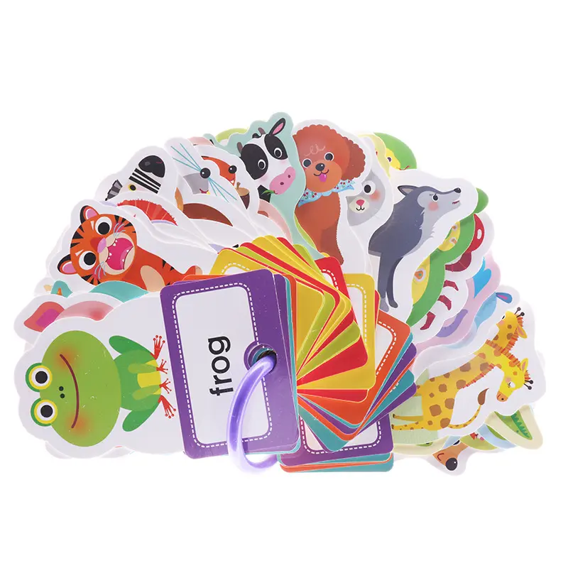 Tarjetas flash Montessori de aprendizaje en inglés para niños, tarjetas de impresión cognitiva de tráfico de animales, juegos de memoria