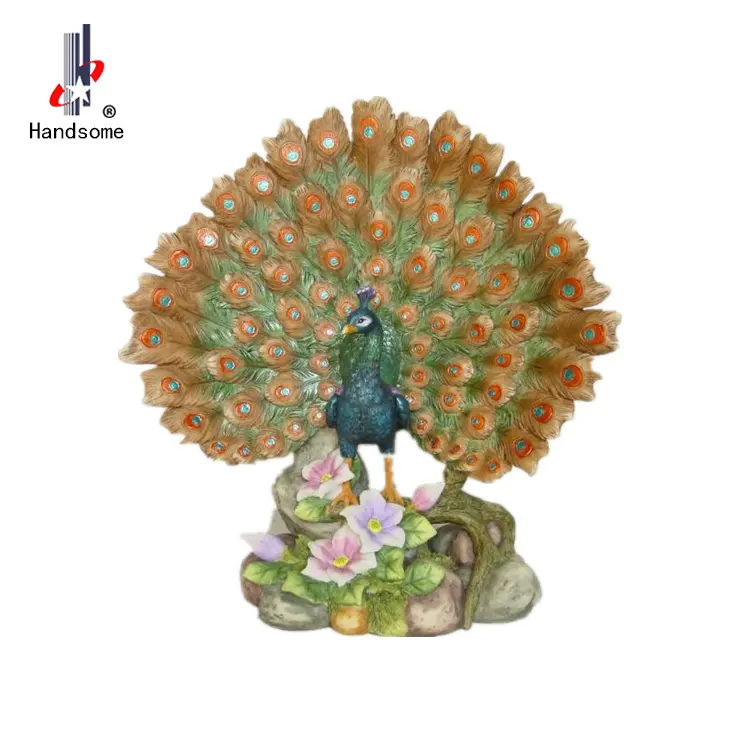 Vente en gros de sublimation 12 pouces Polyresin Bird Statue Peacock résine artisanat Figurine cadeau