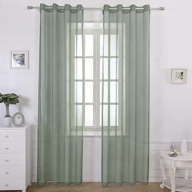 Hot Selling Ready Made Ösen Solid Voile Vorhang Sheer Fenster vorhang für Wohnzimmer