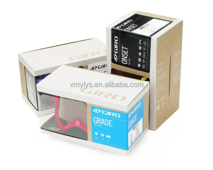Мужские, женские, детские лыжные очки, упаковочная коробка с принтом и прозрачным окошком из ПВХ
