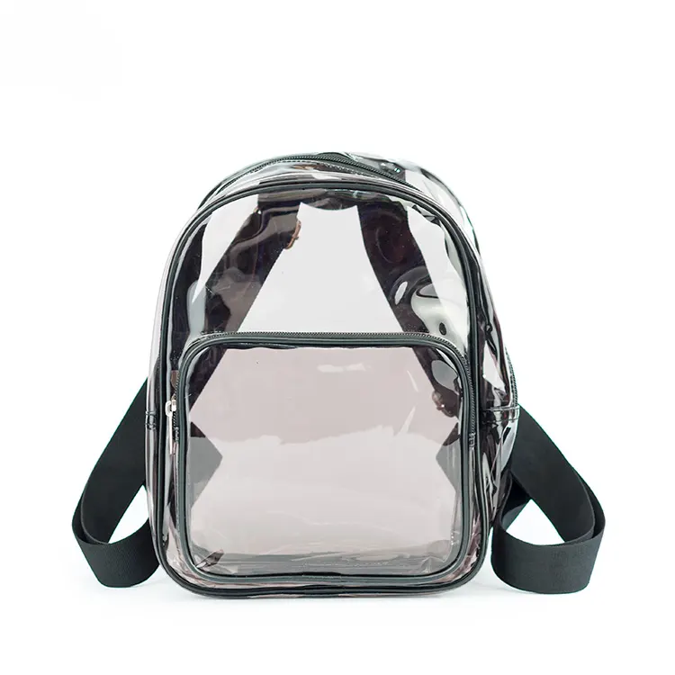 Wholesale custom cheap clear plastic backpack girl boys see through PVC bag small clear backpack for kids