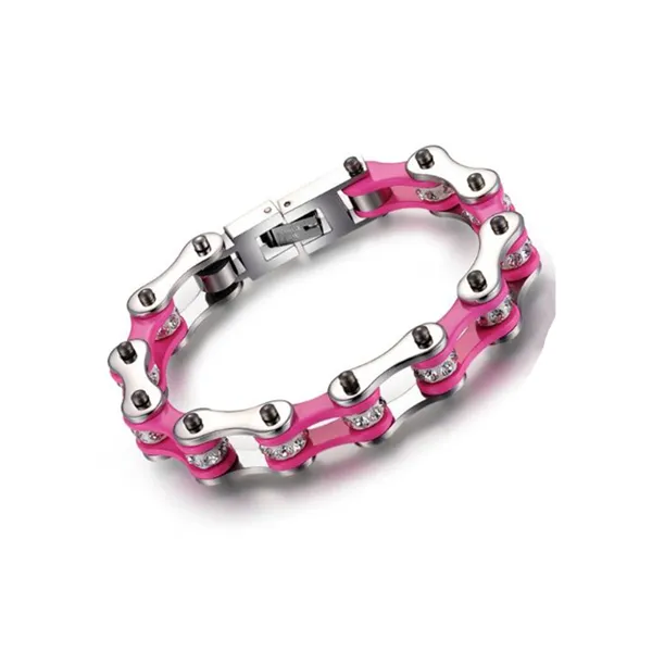 Bracelet en acier inoxydable 316L rose pour motard, bijou de 10mm de largeur, accessoire pour moto, vente en gros, tendance 2019