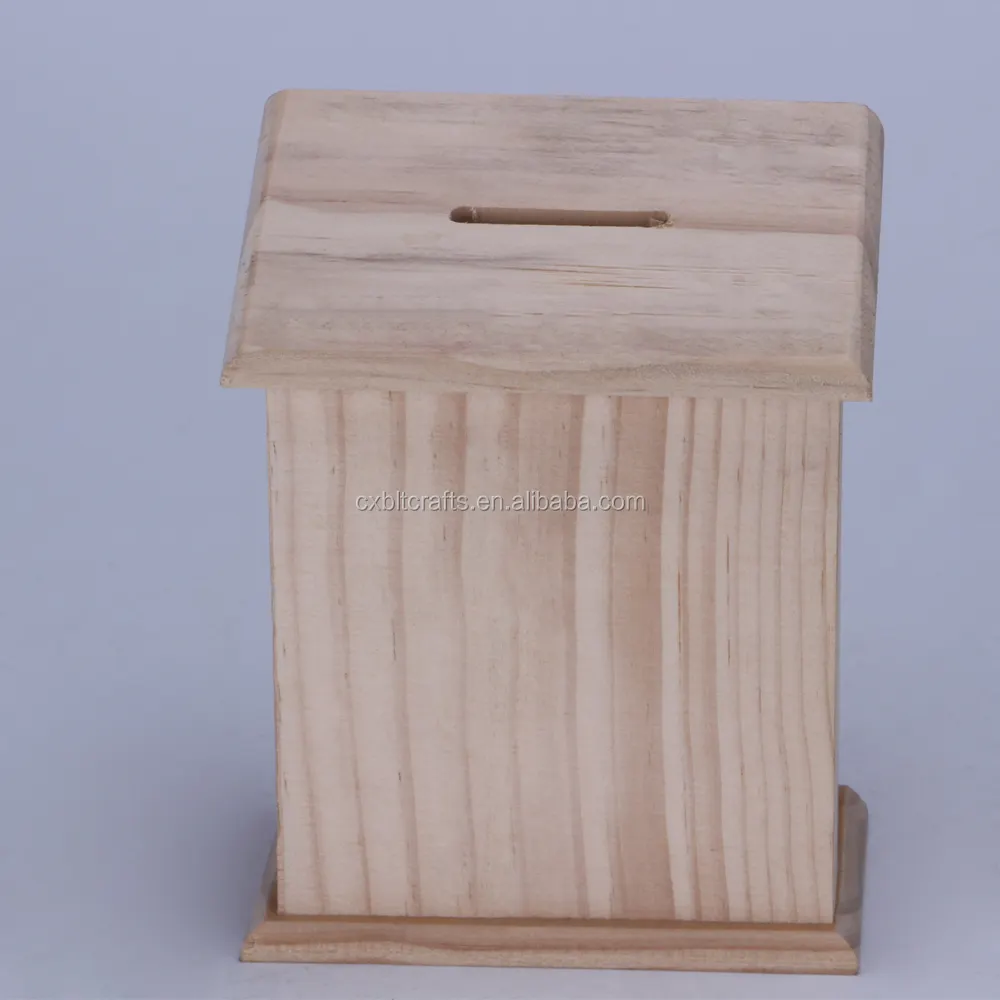 Tirelire en bois forme carrée antique, tirelire en bois pour stocker les pièces de monnaie, pour les enfants