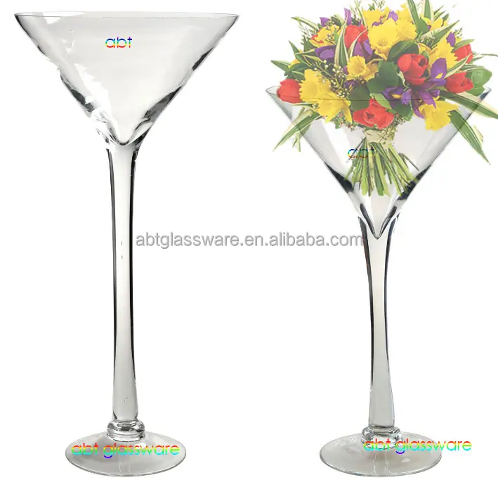 Grand vase en verre clair de martini de mariage de Offre Spéciale pour la vente en gros de centres de table