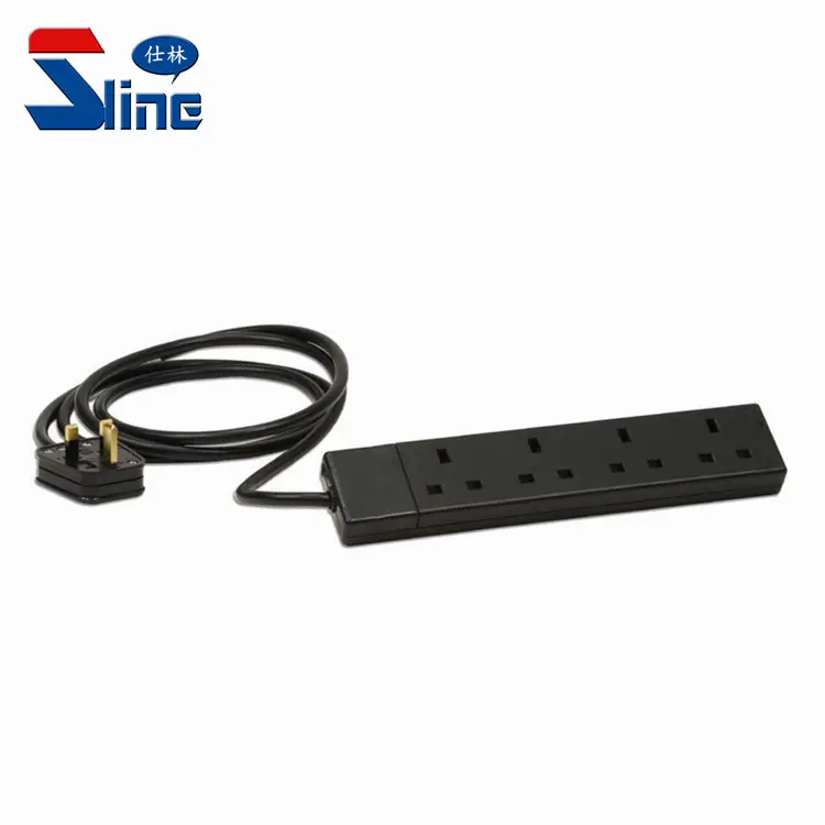 BS 1363 standard del REGNO UNITO di Rete cavo di Prolunga cavi UK 3 pin spina a 4 Way Gang Socket Power Strip fuso 13A 240 V colore Nero