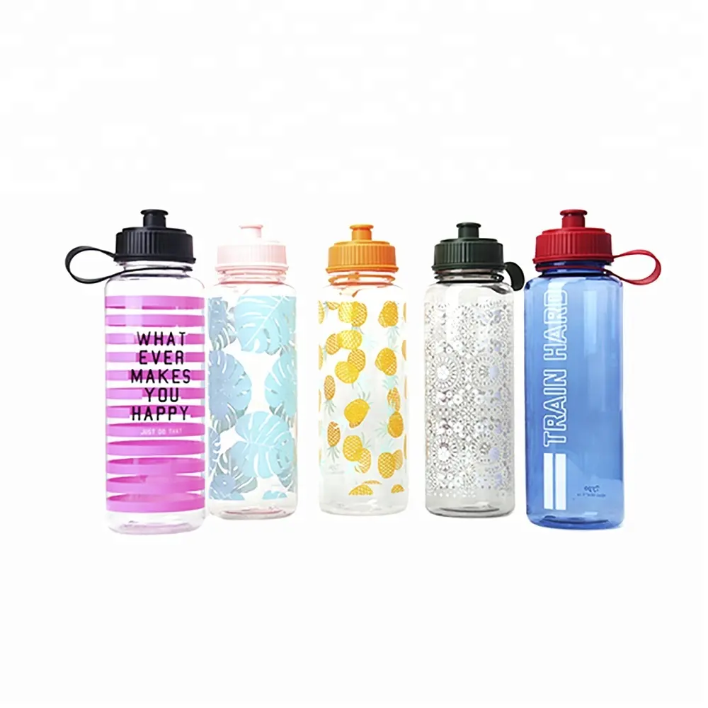 Bottiglie di plastica trasparente con coperchio a vite bottiglie d'acqua economiche senza bpa