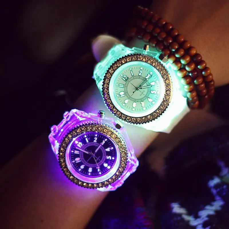 Orologio al quarzo da donna orologi da polso in Silicone incandescente Relojes Mujer orologi sportivi a LED luminosi