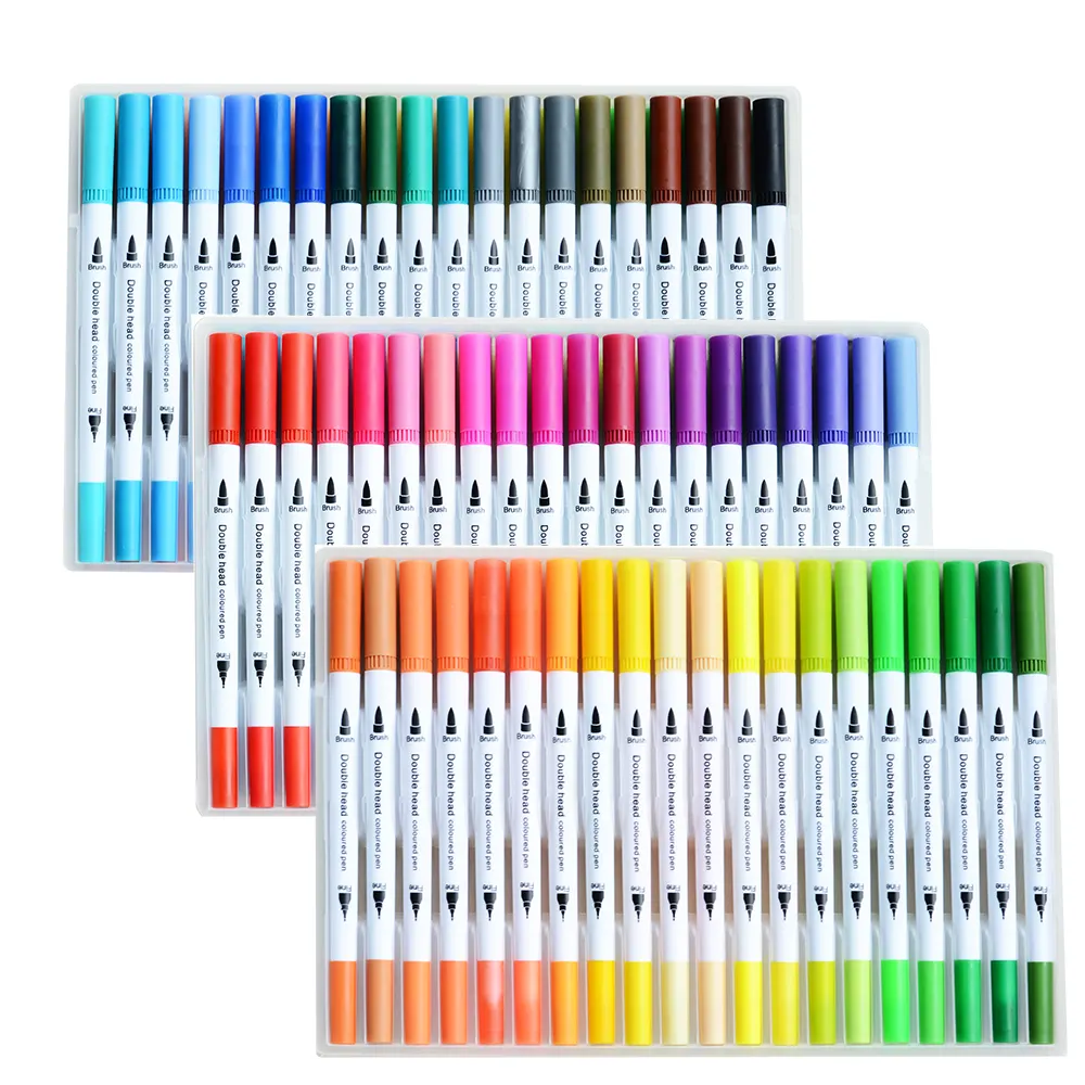 60 Colours Dual Tip Art Marker including 2mm flexible brush tip and 0.4mm extra fine tip