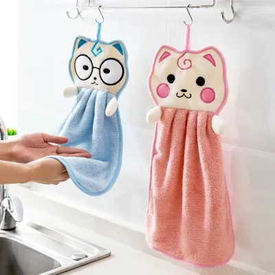 Симпатичное подвесное полотенце в виде животного, прочное впитывающее полотенце для посуды, тряпка, Мультяшные хлопковые кухонные полотенца для рук