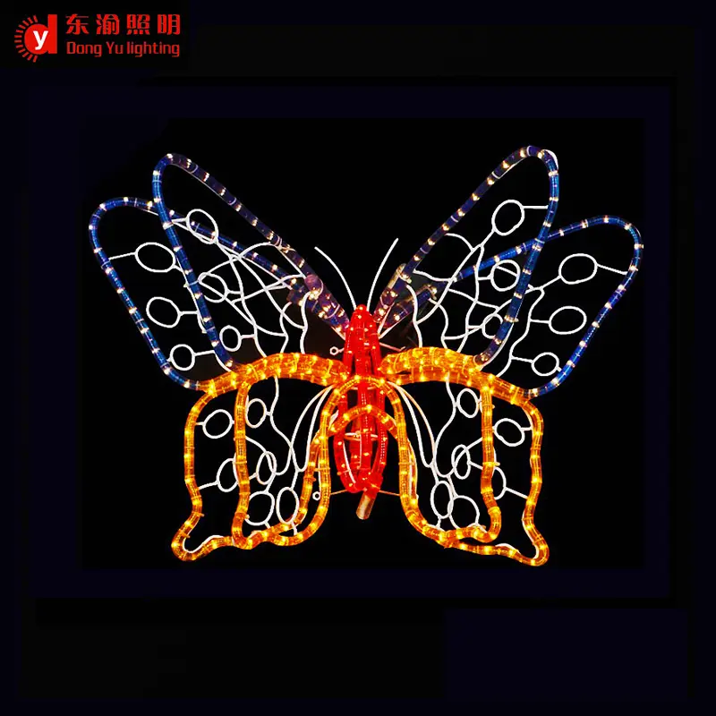 Nuevo diseño al aire libre de la decoración de Navidad led iluminado animales 3D mariposa motivo luces