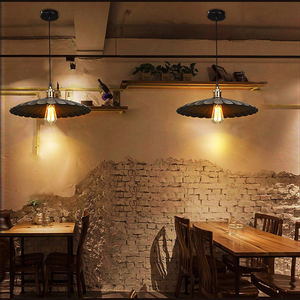 Dia 25CM Vintage amerikan demir siyah şemsiye kolye ışıkları Loft endüstriyel Retro restoran Bar sayacı E27 E26 asılı lamba - Product Image 6