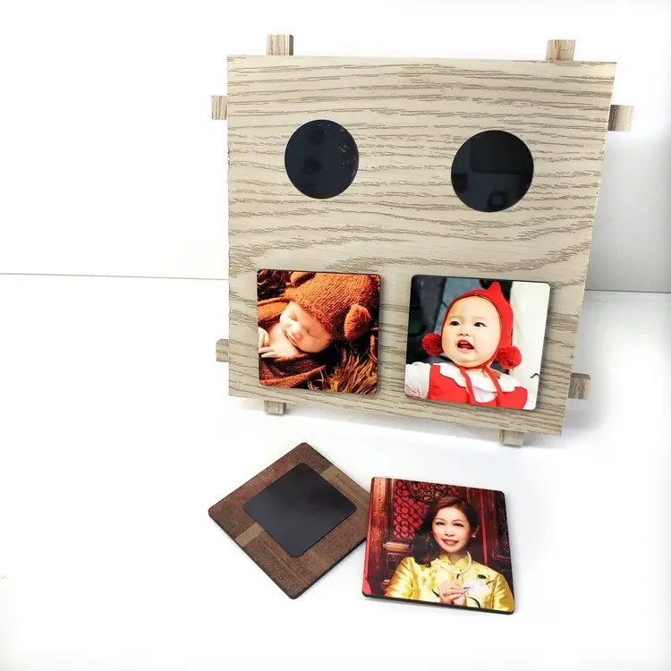 High quality creative magnet Floating wooden photo frame home decor For dye sublimation