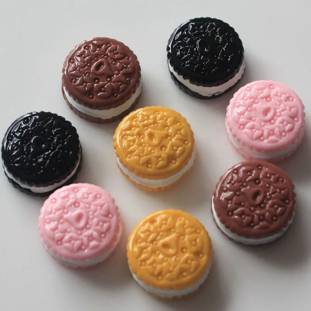 15*7mm 3D Miniature Resin Chocolate Cake, Cookies Resin Cabochons for Phone Decoration, Embellishment DIY