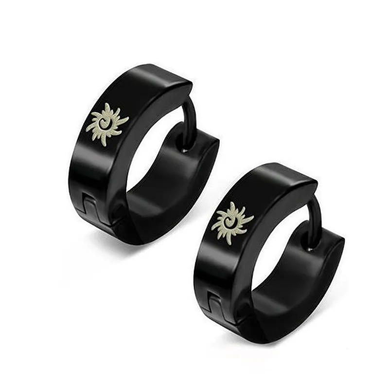 Brincos de argola magnética de aço inoxidável, preto nobre para homens