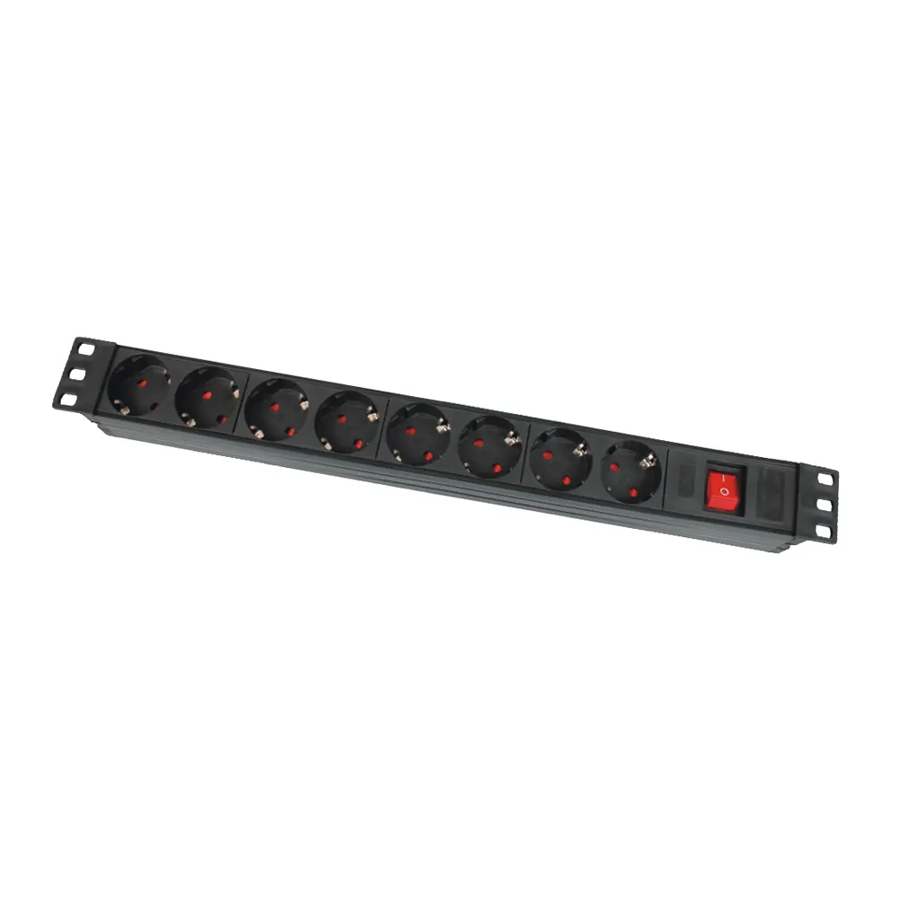 19 "1U 8 vías con interruptor tipo alemán de aleación de aluminio de Shell PDU