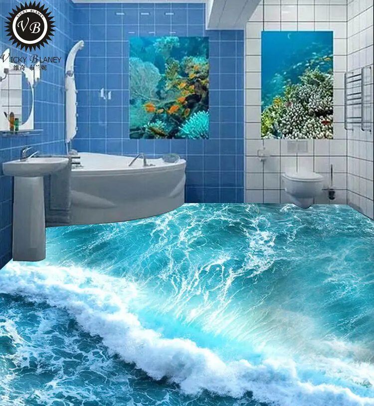 Dijital baskı 3d resim banyo duvar ve yer karosu