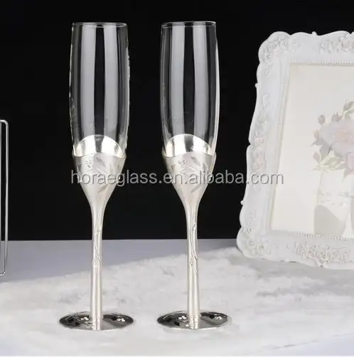 Copas de champán de estilo veneciano para boda, copas de vino tinto con cristales transparentes, regalo de boda