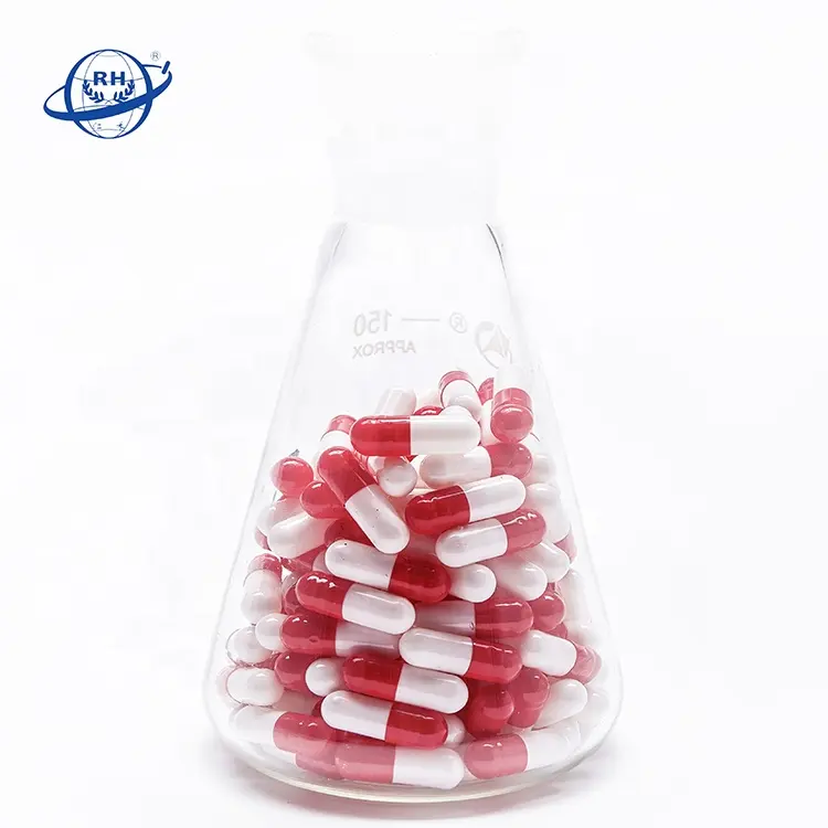 high quality red and white gelatin empty capsules size 0 for sale