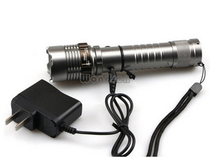พลังงานสูง10วัตต์สีเทา1200 Lumens สีขาวนำไฟฉายซูมซูมออกการรักษาความปลอดภัยชาร์จไฟแฟลชแสง - Product Image 6
