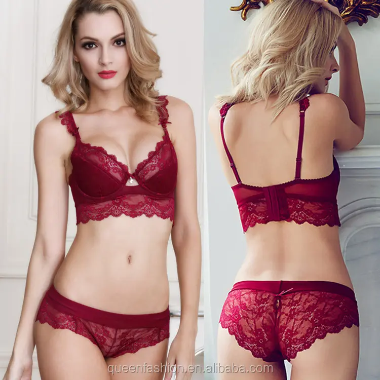 Top sale sexy girl red panty bra ladies sexy net bra sets hot sale underwear photos underwear bra model photos