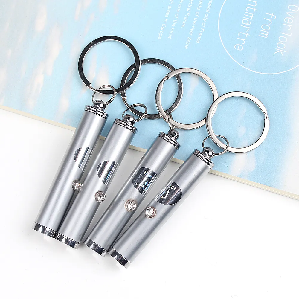 Logo promotionnel LED porte-clés en métal stylo logo publicitaire mini LED boule lumineuse lecteur de stylo porte-clés