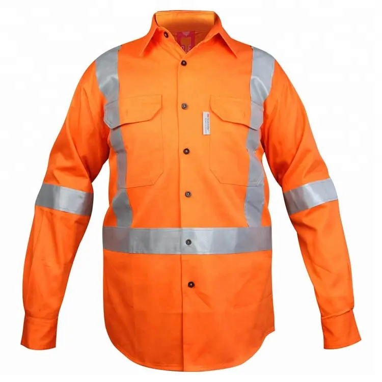 breathable flame resistant fr work shirt Fire retardant shirt with fr reflective tape