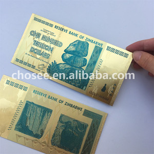 Hot Sell 24k Gold Foil 100 Hundred <strong>Trillion</strong> Zimbabwe Banknotes for Collection - Product Image 4
