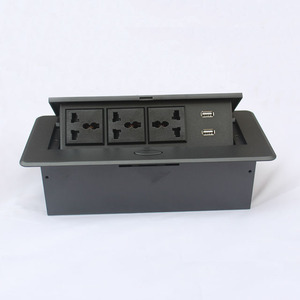 Toma de corriente universal e internacional para escritorio, 3 enchufes ocultos para oficina con datos usb - Product Image 5
