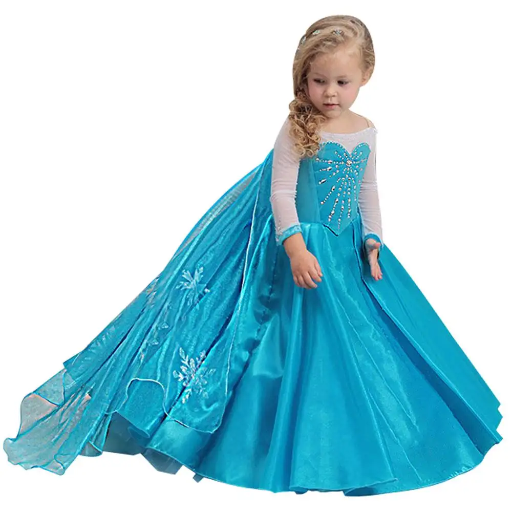 Latest fashion Wholesale Elsa Fancy Dress Girls Princess Costume Elsa Dress Snow Queen Princess tutu party dress