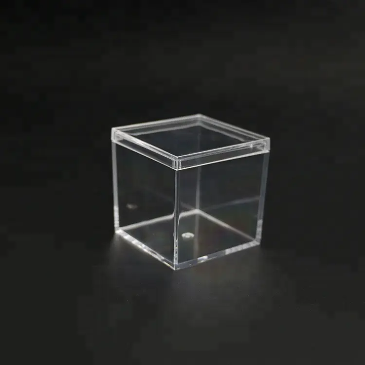 Plástico Acrílico Box Food Candy Box Cubo De Armazenamento Pequeno Candy Favor Caixa Acrílica Transparente Pmma Square Acrílico Silk Screen