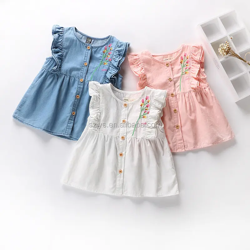 Bebek pamuk frocks tasarımlar bebek elbise kız bebek kız flutter kol elbise